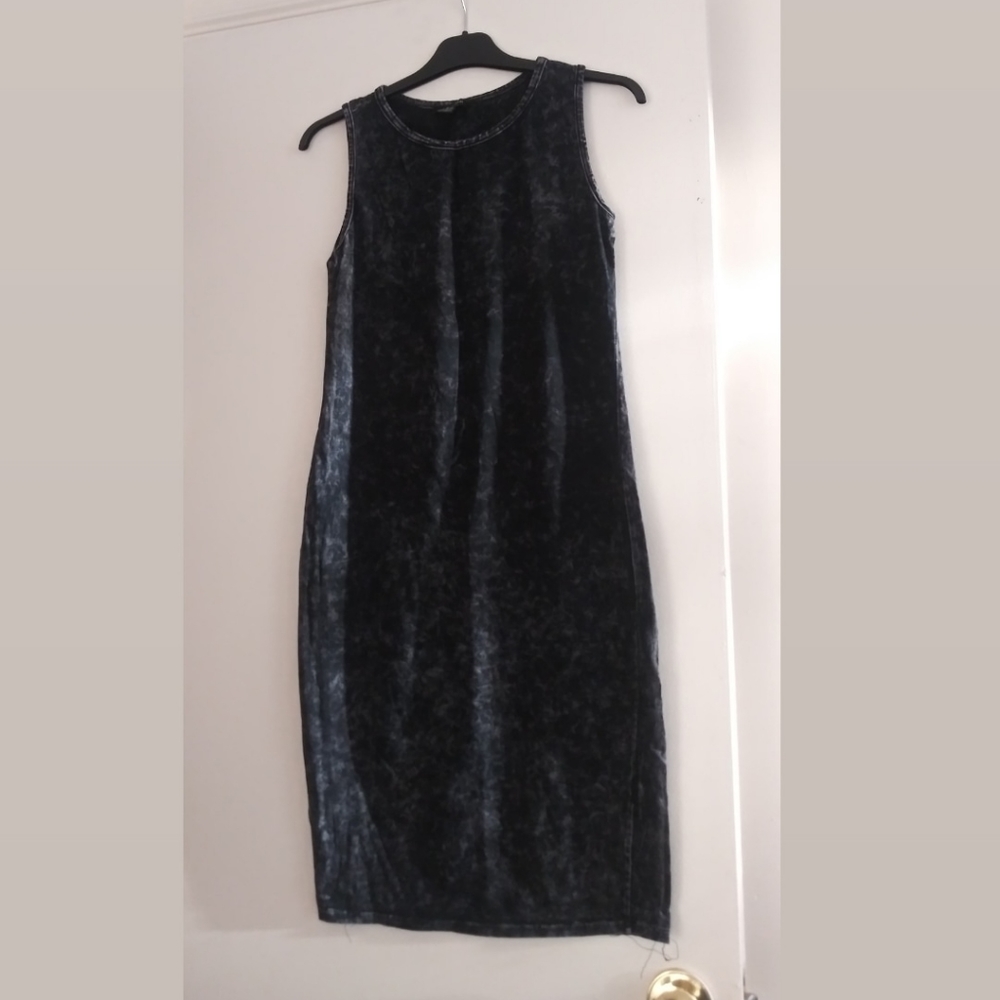 black acid wash dress Black Acid Washed Ribbed Maternity Midi Tank Dress main image 1